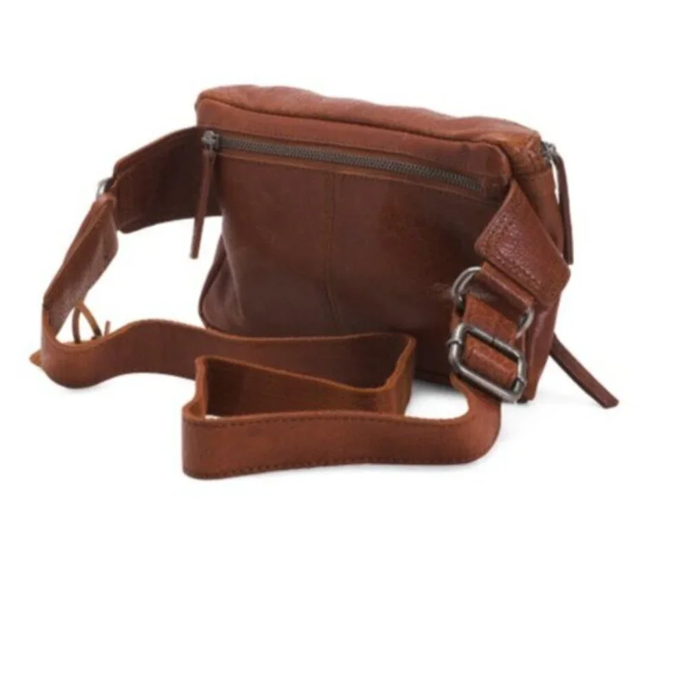Spikes & Sparrow Leather Waist Belt Bag Pouch Fanny Pack Purse Brandy